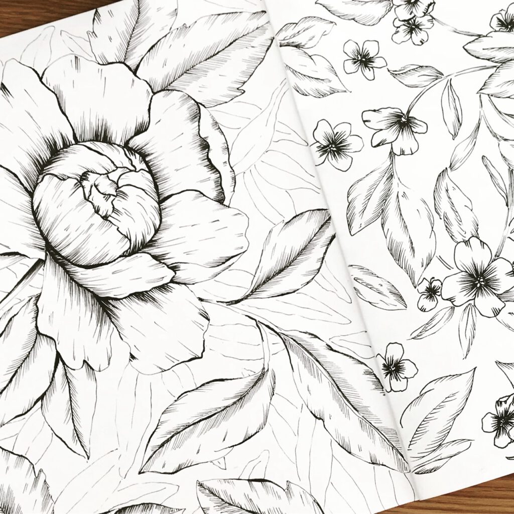 Florale Linienzeichnung