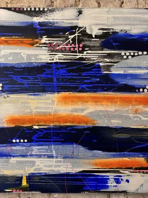 Abstraktes Bild in Blau und Orange